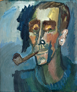 Kęstutis Paliokas „Autoportretas su pypke“ 1974. 58,5 x 50