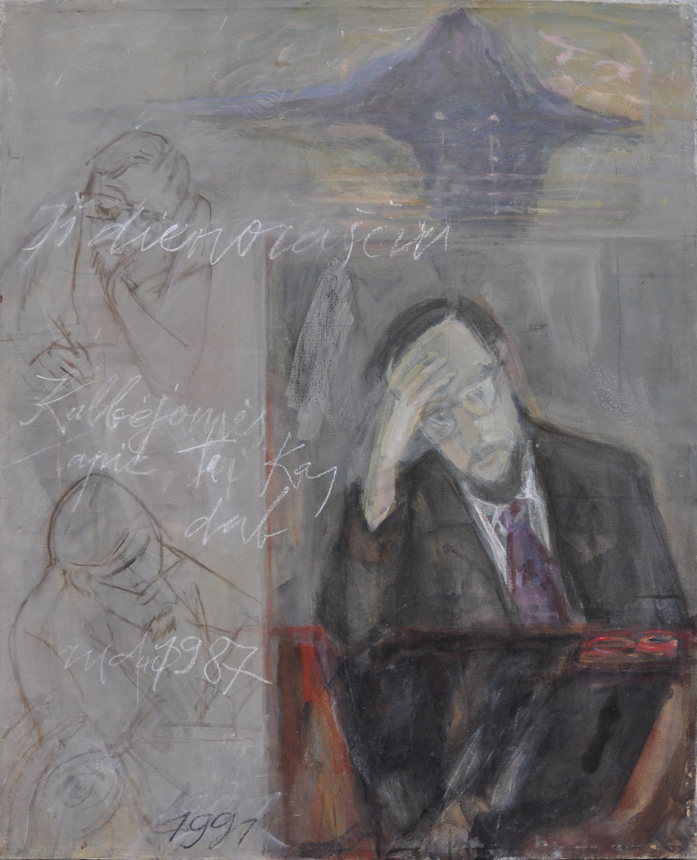 Arvydas Šaltenis. „Iš dienoraščių. Muzikologo portretas“. 99×81. Drobė, tempera. 1987–1991