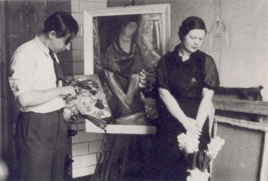 A. Gudaitis tapo Liūnės Janušytės portretą Kaune, kambaryje už Konrado kavinės (1935)