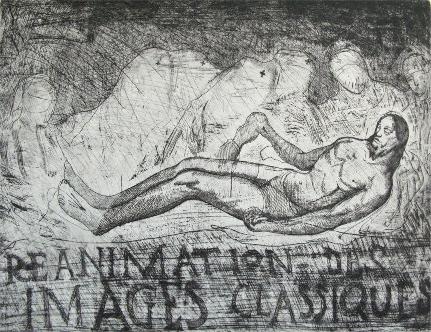 Rolandas Rimkūnas. „Reanimuojama klasika 1“, ofortas, 58 x 72 cm, 2006 