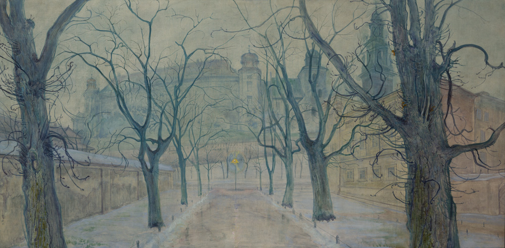 Stanisław Wyspiański (1969–1907). „Parkas švintant / Parkas su Vavelio vaizdu“, 1894. Privati nuosavybė. Paskolinta Krokuvos nacionaliniam muziejui