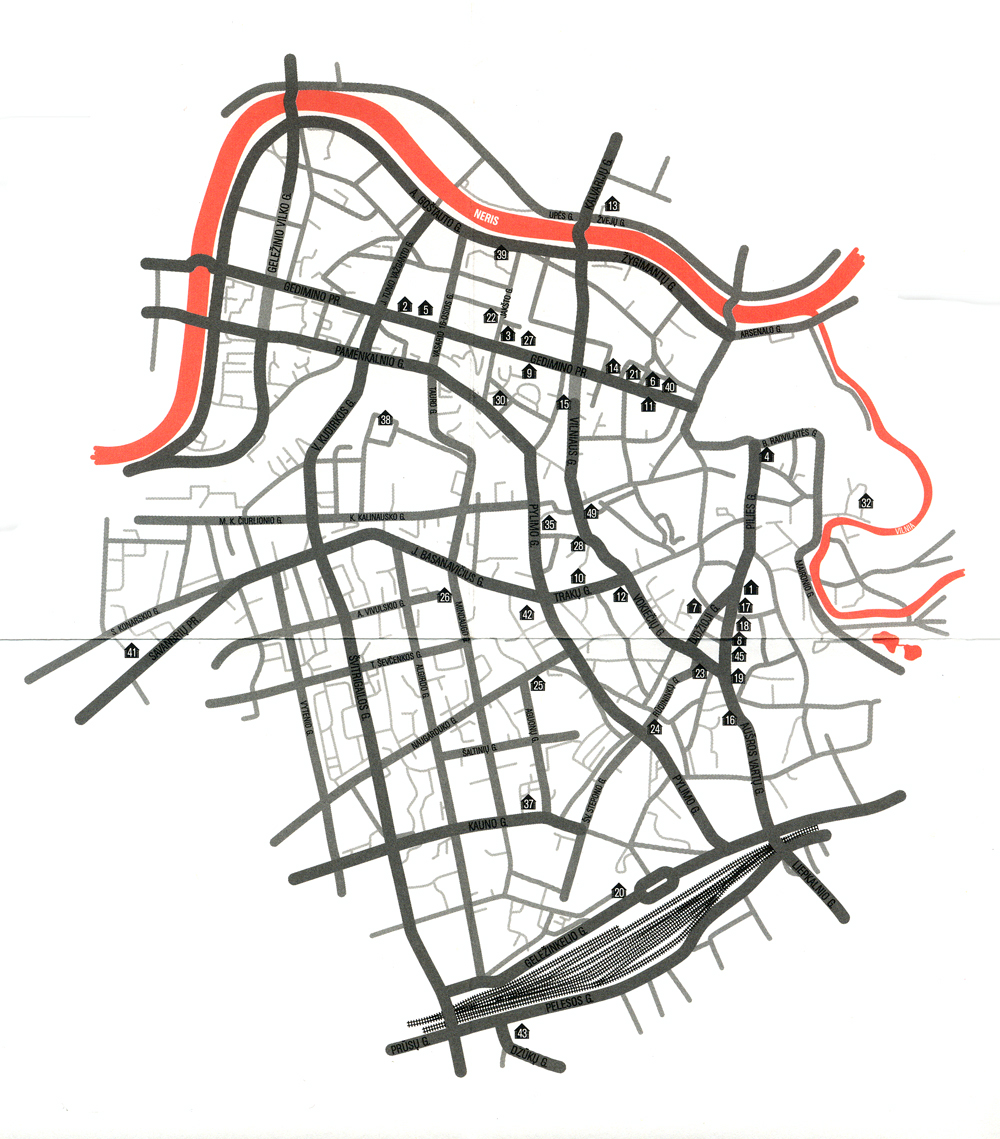 Kęstučio Lasinsko piešinys – 1907–2010 m. miesto kino teatrų žemėlapis