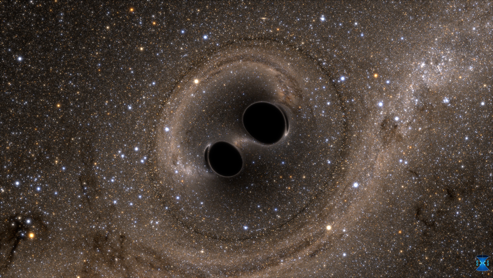 Gravitacinių bangų, skleidžiamų jungiantis dviem juodosioms skylėms, modelis