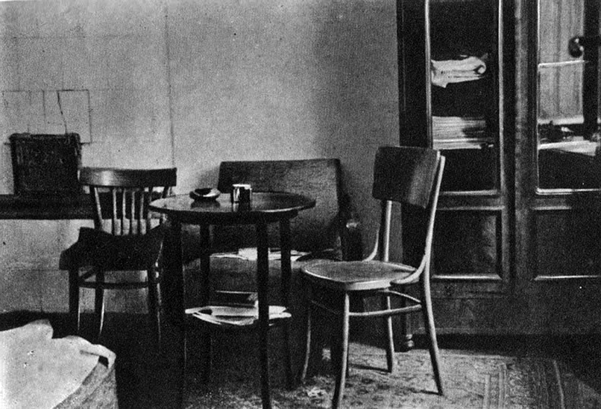 P. Cvirkos kambarys, 1947 m. Nuotrauka iš A. Venclovos archyvo