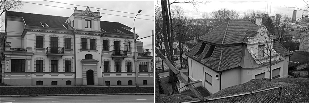 Namai, kuriuose P. Cvirka ketino apsigyventi: kairėje – J. Basanavičiaus g. 36, dešinėje – Tauro g. 14