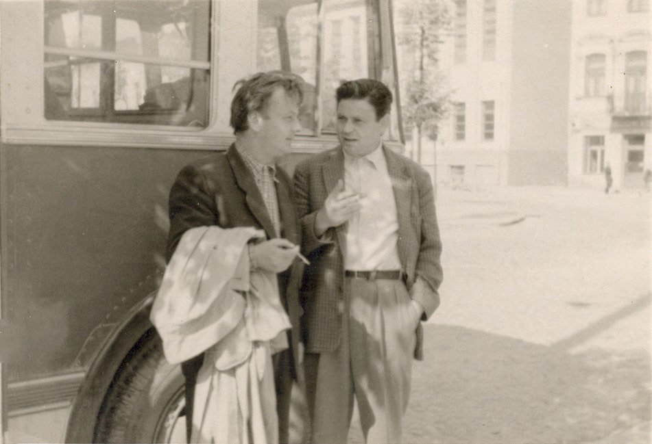 L. Zelčius ir D. Banionis važiuoja į gastroles, 1953–1955. Nuotraukos iš D. Zelčiūtės šeimos archyvo