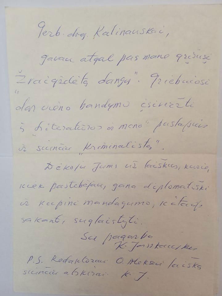 Kazio Jankausko laiškas