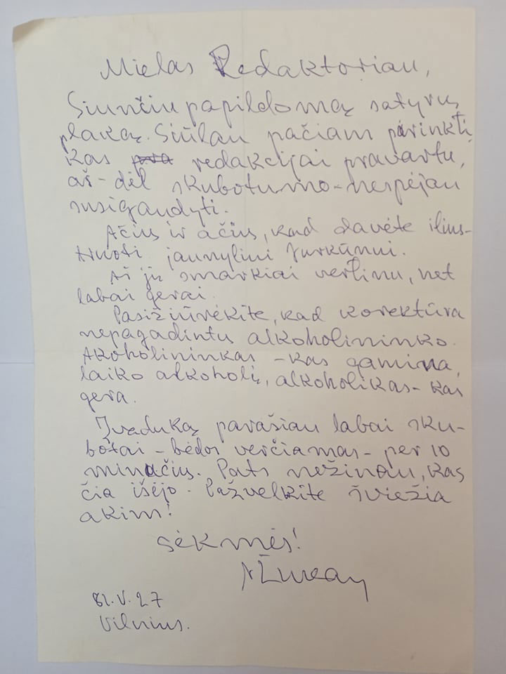 Albino Žukausko laiškas