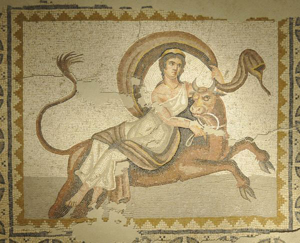 Europė ant jaučio (II–III a. mozaika, Beiruto nacionalinis muziejus)