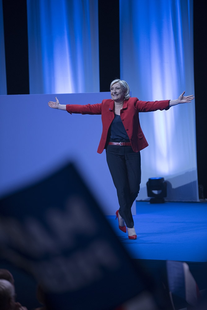 Prancūzijos dešiniųjų radikalų lyderė Marine Le Pen. Roko Morkūno nuotrauka