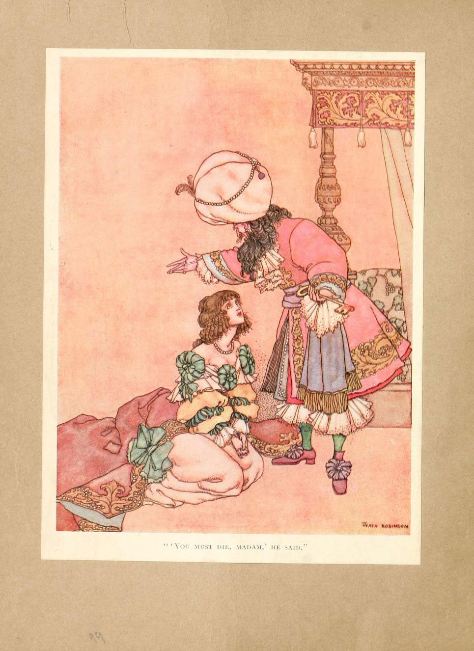 Pasakos „Mėlynbarzdis“ iliustracijos (dail. W. Heath Robinson; Charles Perrault. „Old-time stories“. – New York: Dodd, Mead & Company, 1921)